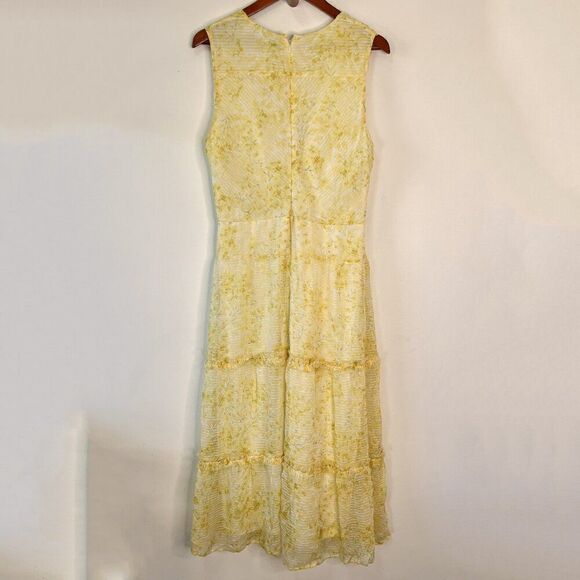LAUREN Ralph Lauren Floral Yellow & Cream Sleeveless Midi Dress - Picture 4 of 11